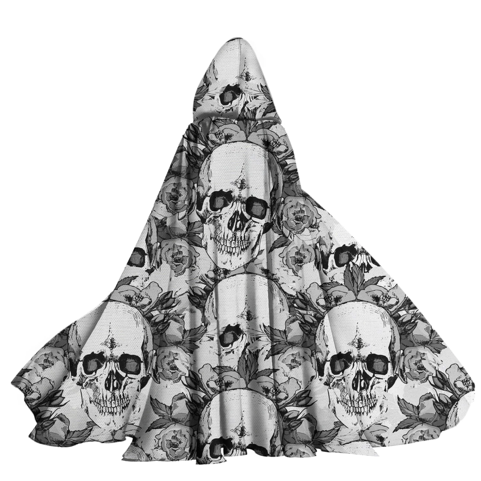 

Женская Длинная накидка с капюшоном и принтом черепа, костюм для вечеринки на Хэллоуин, женская накидка для косплея, средневековая вампирск...