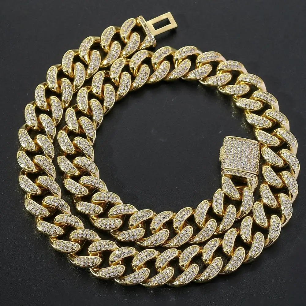 

Bling Iced Out Cuban Chain 16-24" 15mm AAA Cubic Zirconia Necklace For Men Gifts Fashion Hip Hop CZ Necklaces Jewelry