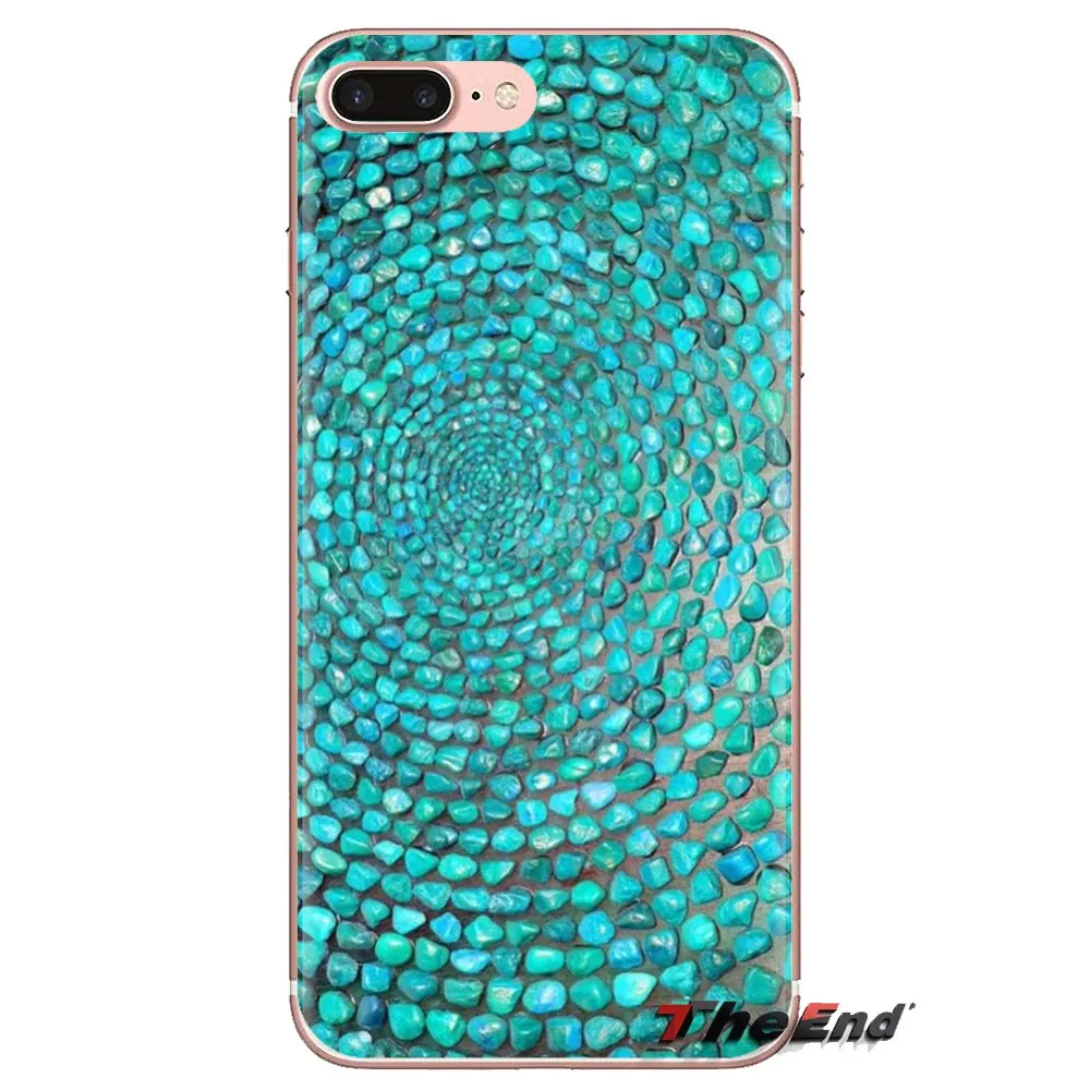 Чехол для телефона с изображением камня бирюзы, растительности и пера для iPhone XS Max XR X 4 4S 5 5S 5C SE 6 6S 7 8 Plus Samsung Galaxy J1 J3 J5 J7 A3 A5.