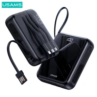 usams mini power bank fast charge 10000mah battery with led digital display 2 usb ports external charger powerbank for iphone 13