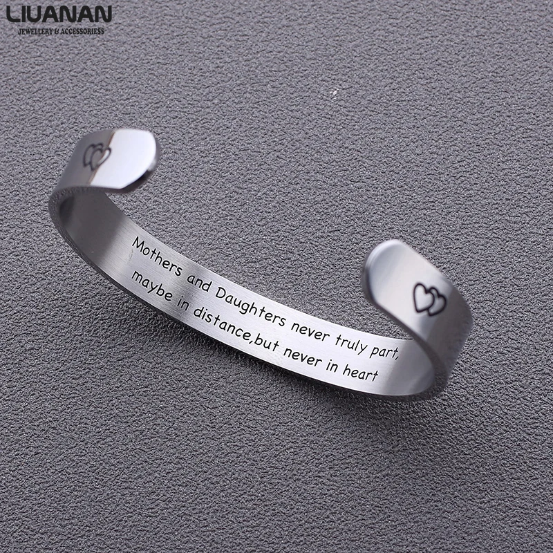 

10mm Daughter Engraved Cuff Bracelet Wide Bracelet Family Bangles For Women Jewelry Mothers Day Gifts Love Bracelet For Daughter