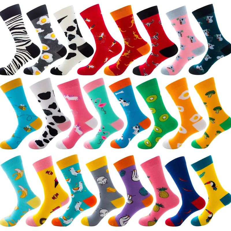 Новые осенне зимние женские милые Мультяшные носки из чесаного хлопка веселые