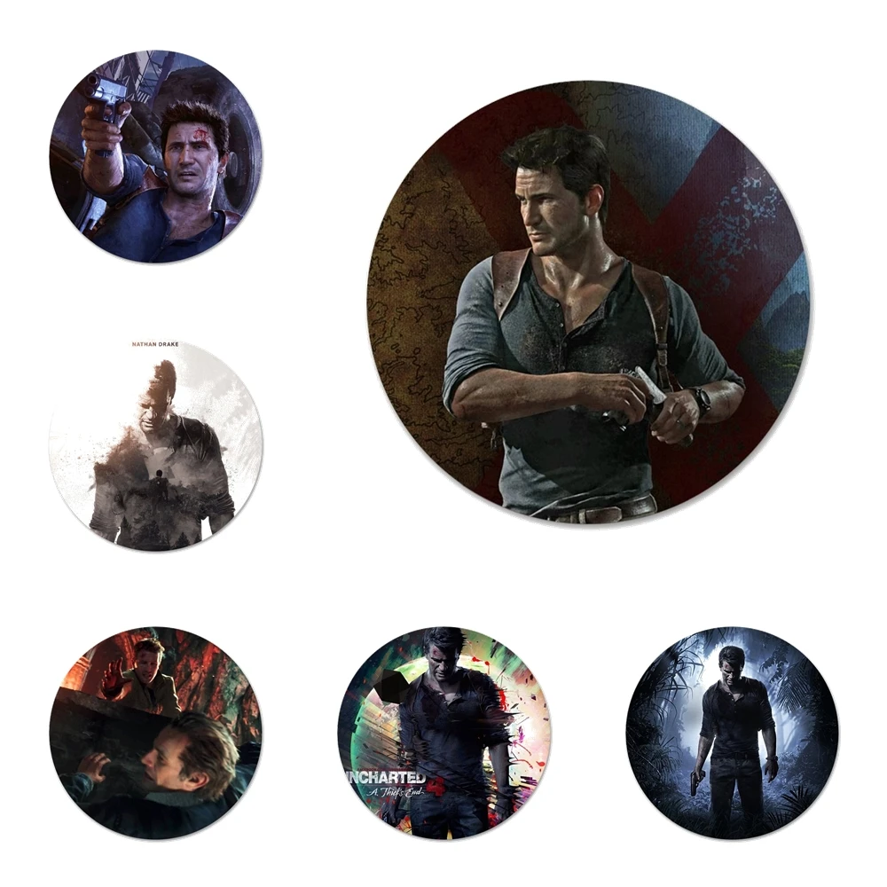 Drake Uncharted 4 A Thiefs End Icons Pins Badge Decoration Brooches Metal Badges For Clothes Backpack Decoration