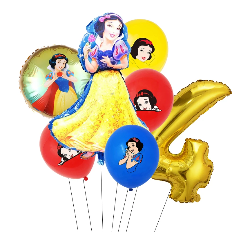 6Pcs Disney Princess oil Balloons Girl Birthday Party Decorations Snow White Theme Baby Shower Supplies Air Globos |