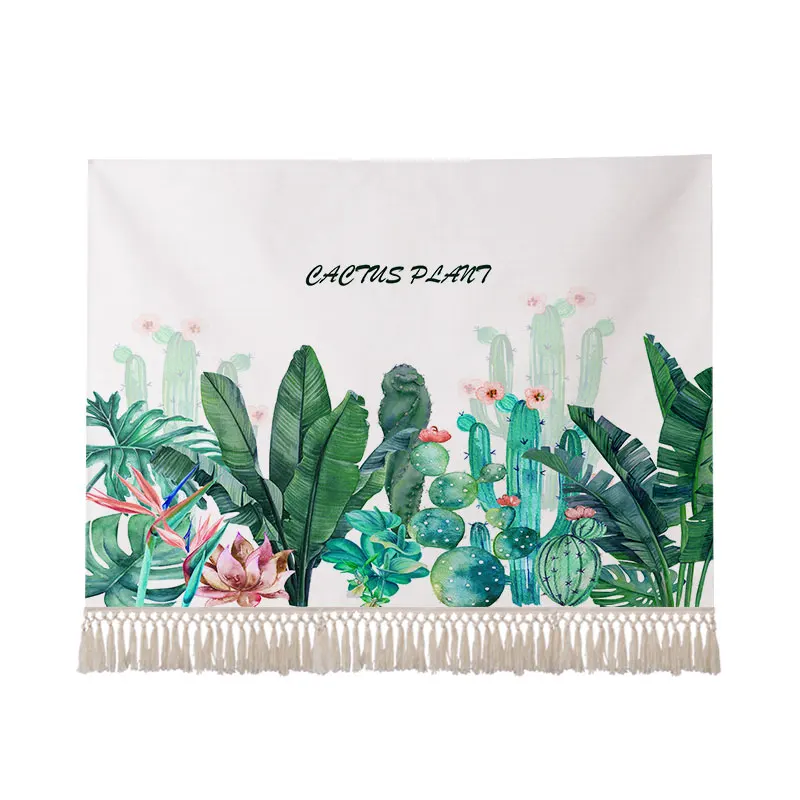 

Cotton Linen Tapestry Nordic Plant Jungle Painting Background Tassel Tapestry Wall Hanging Tapiz Colgante Home Decoration DG50T