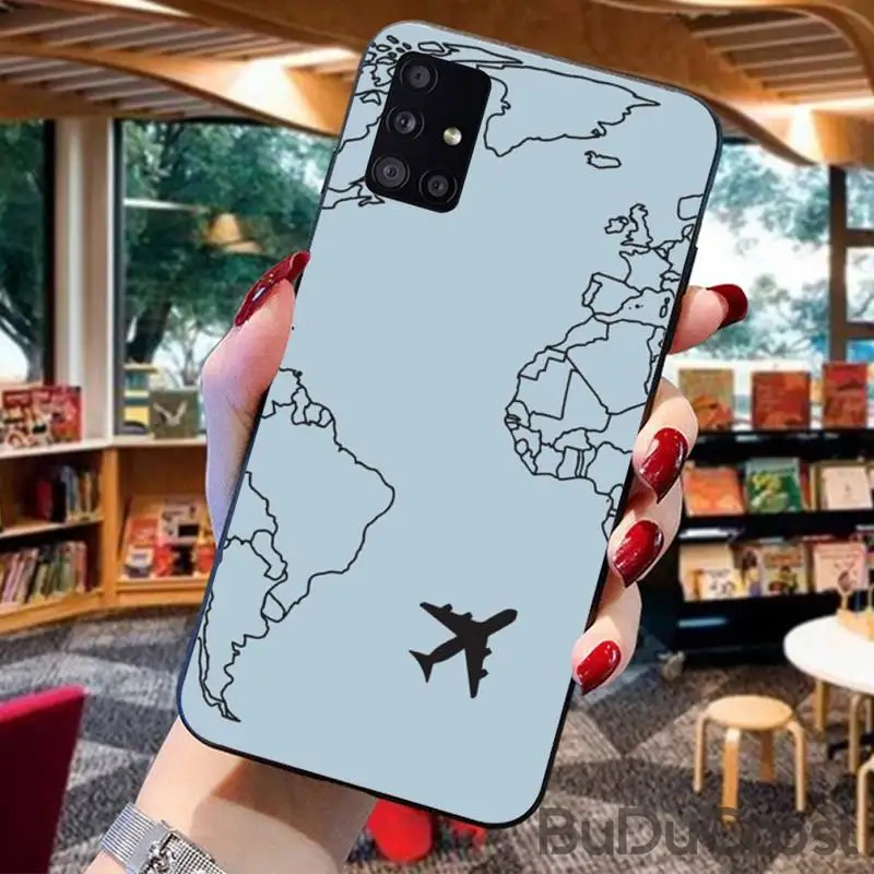 

World map travel plan Phone Case For Samsung Galaxy A50 A70 A71 A51 A30S A50S A20S A750 A20 A30 A40 A6 A8 A7 Plus 2018 A2 Core