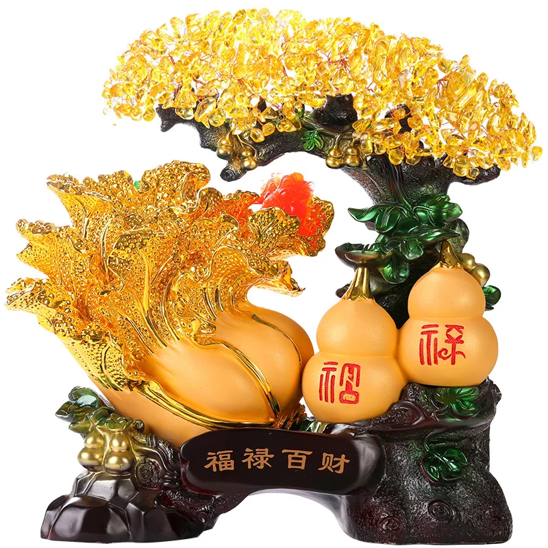 

LUCKY MONEY TREE JADE CABBAGE ORNAMENTS OPENING GOURD CRYSTAL PACHIRA MACROCARPA HOME FENGSHUI WINE CABINET DECORATIONS