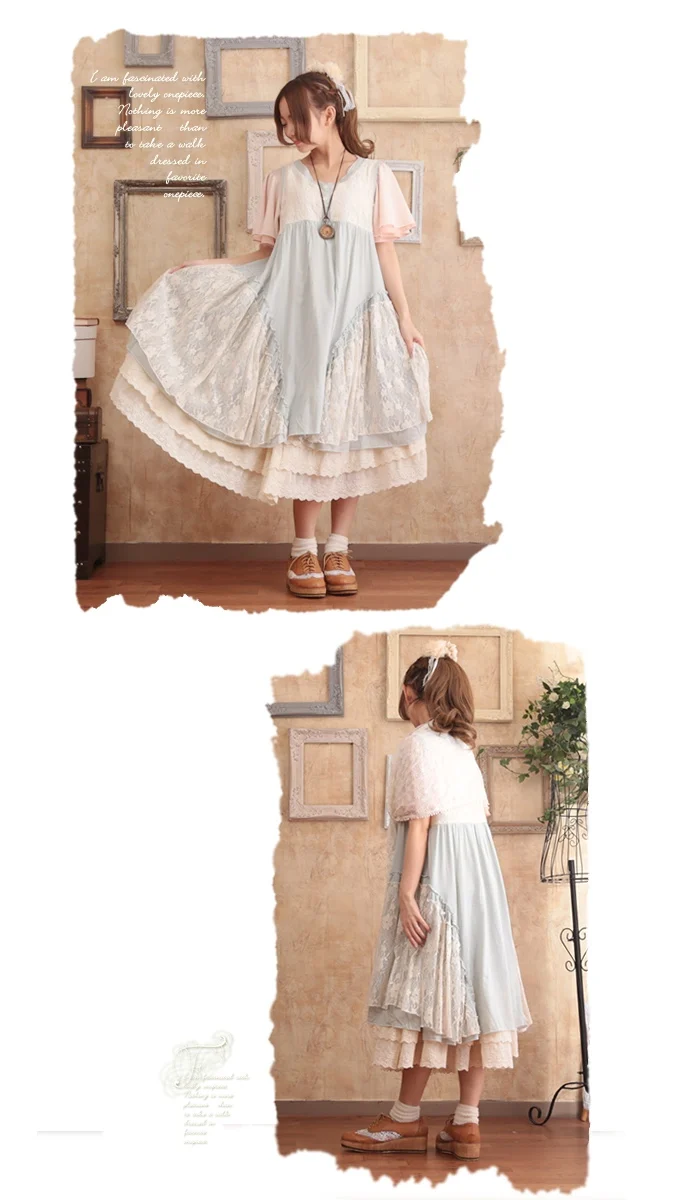 Женское кружевное платье трапеция в японском стиле винтажное льняное