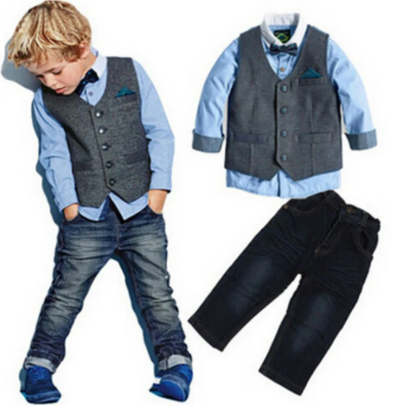 Комплекты детской одежды Одежда для мальчиков красивый джинсовый костюм