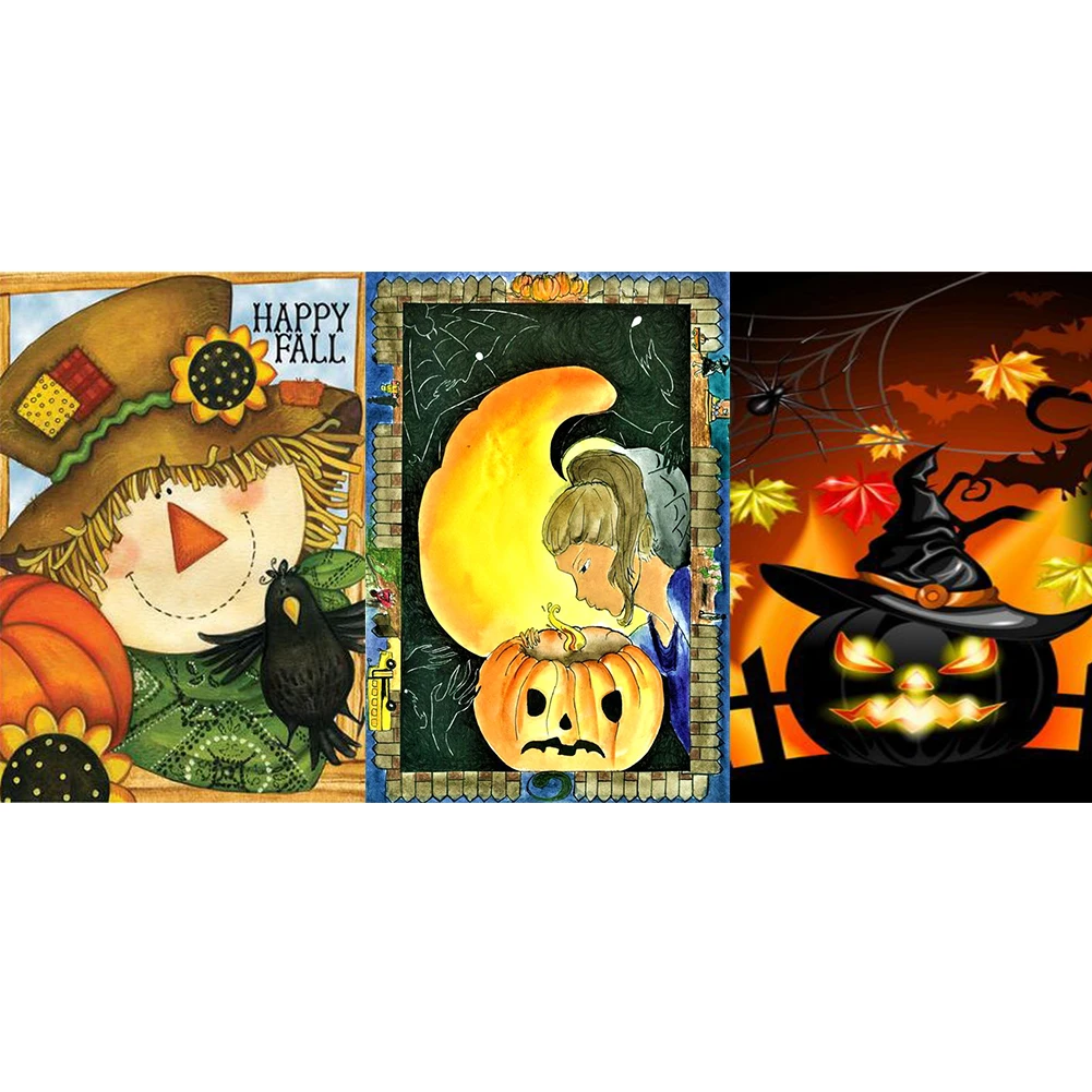 Набор для рисования стразы Алмазная мозаика 5D сделай сам круглой формы Хэллоуина