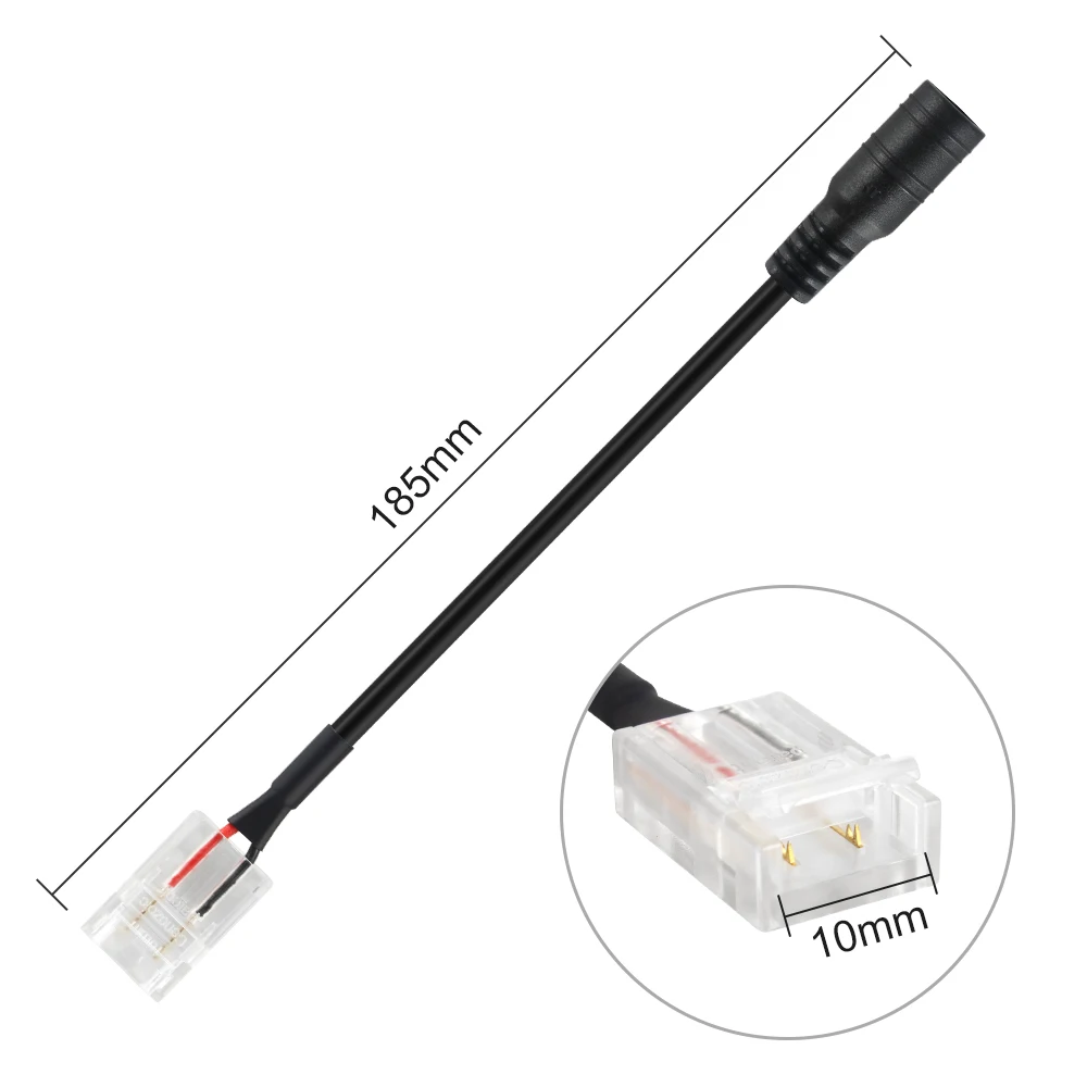 

5P 8mm 2pin Connector Epoxy Buckle To Connect DC Female Black Wire IP65 LED Strip Light PCB Connector Adapter For Strip Lights