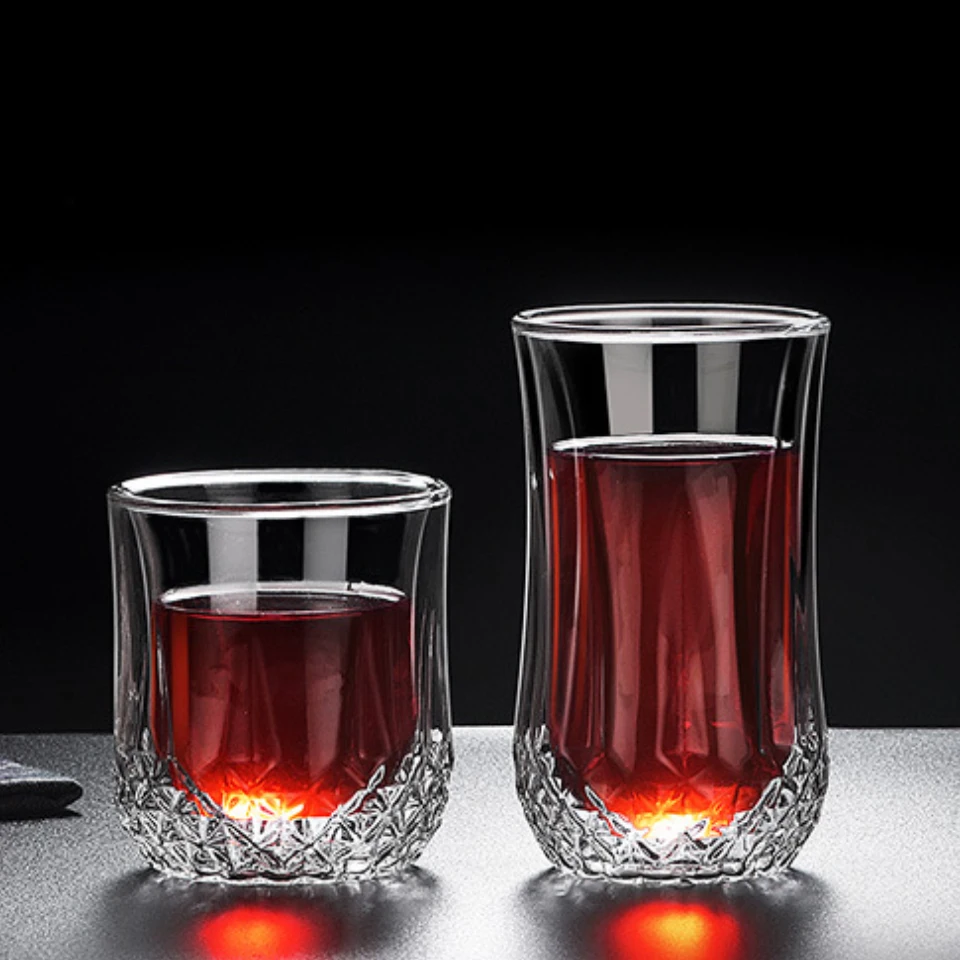 Термостойкая стеклянная чашка с двойными стенками для виски пива кофейная