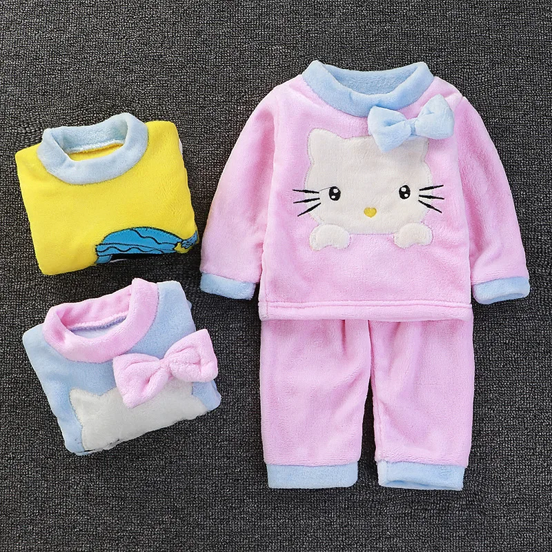 

2020 зимняя одежда для сна Пижама из кораллового флиса для детей, теплая детская пижама для девочек и мальчиков, размер 80-150 см, Детская домашня...