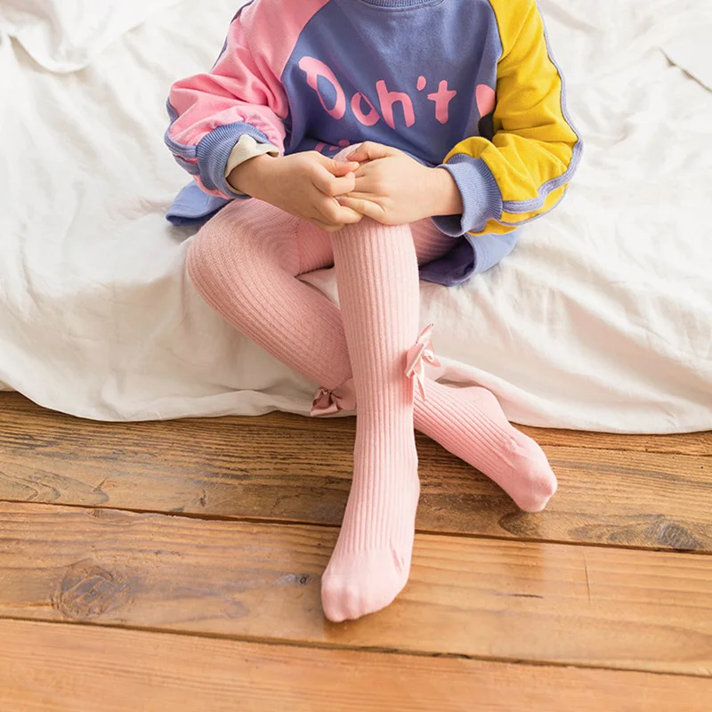 

Baby Girl Tights Spring Autumn Winter Bowknot Tights Cotton Pantyhose Kids Infant Knitted Collant Tights New Trousers Stocking