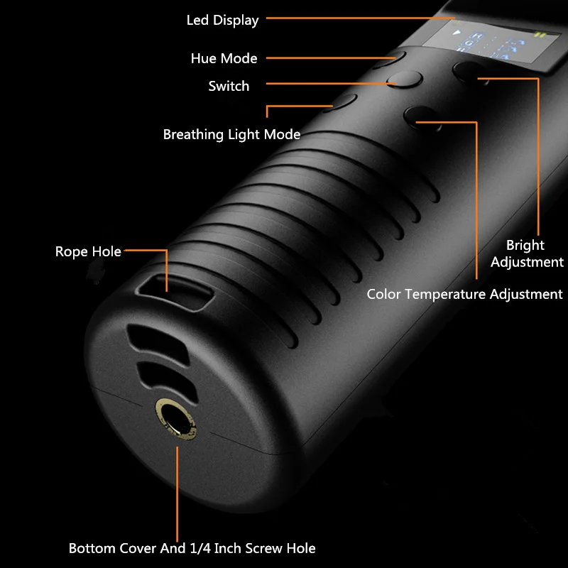 Ручная осветительная палочка RGB для фотосъемки перезаряжаемая по USB со штативом