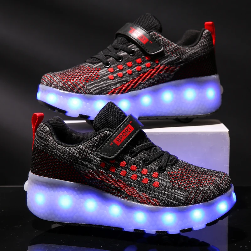 

Two Wheels Luminous Sneakers USB Charging Led Light Roller Skate Shoes for Children Kids Shoes Boys Girls Shoes Light Up 2020