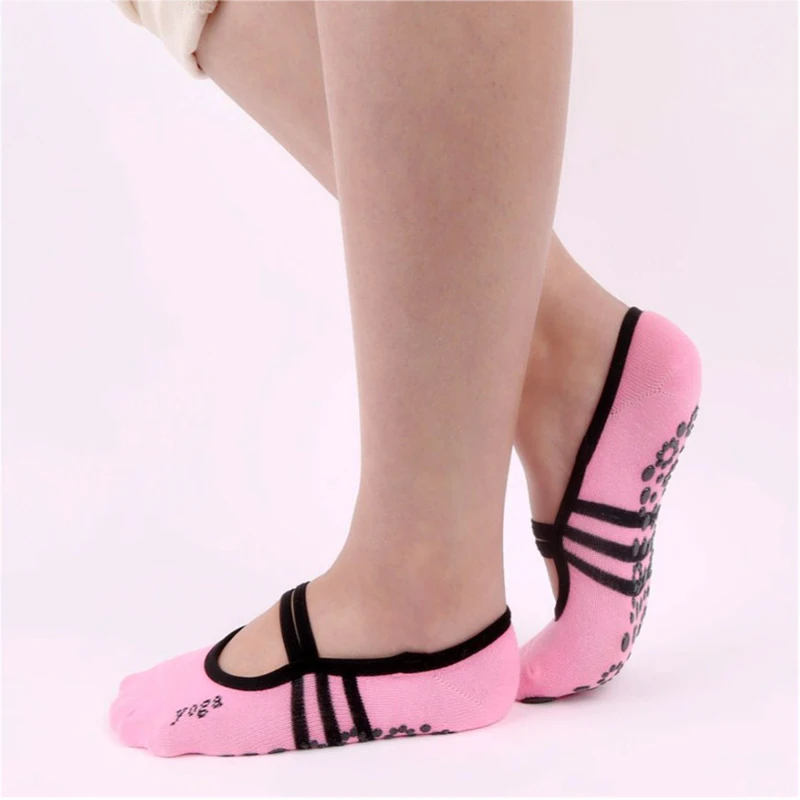 Женские бандажные носки из чистого хлопка для йоги нескользящие спортивные с