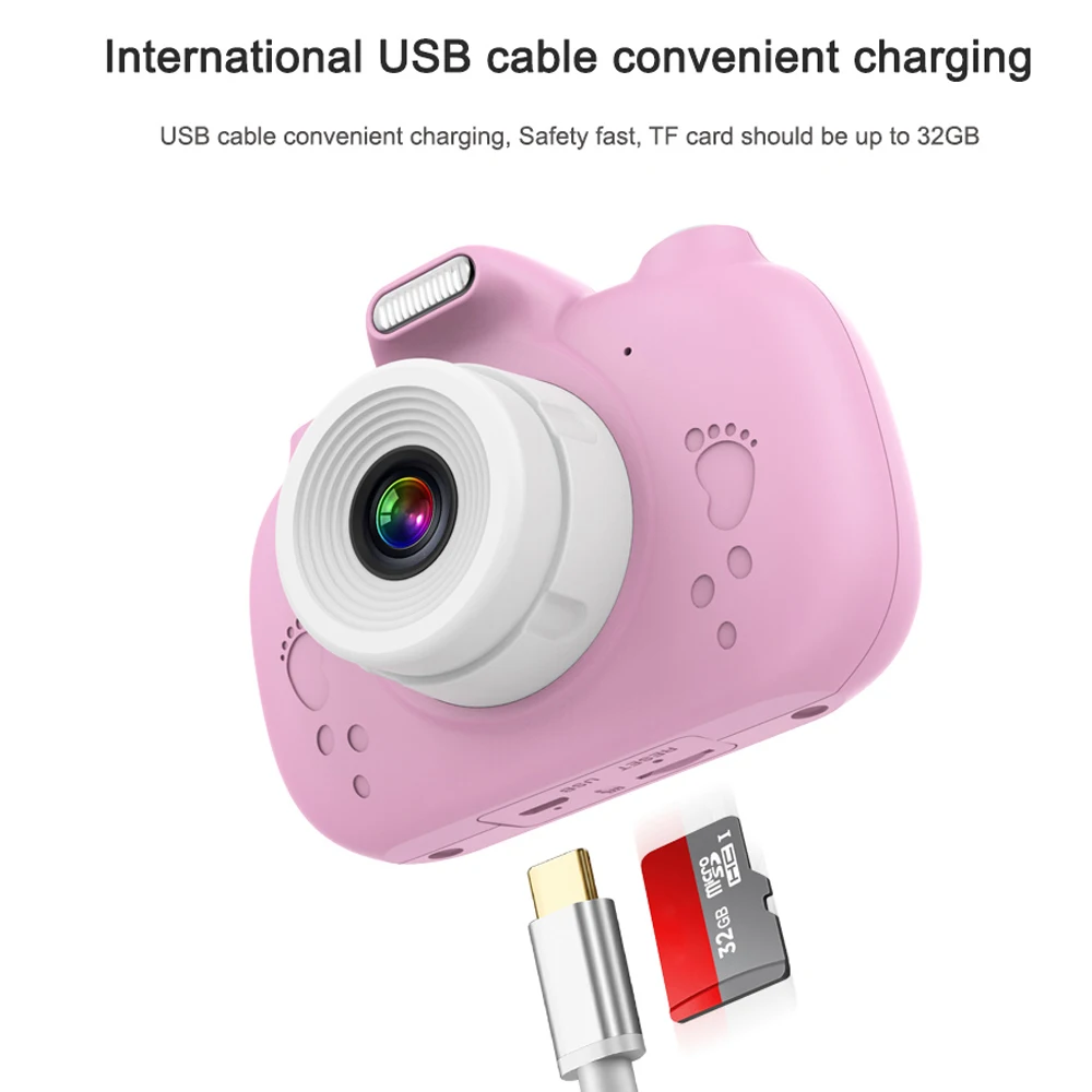 Милая цифровая фотокамера игрушки для детей 3-дюймовый HD экран перезаряжаемая