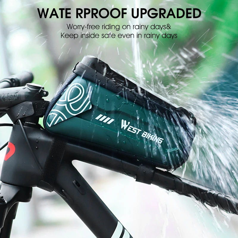 west biking bicycle bag 6 0 7 2 inch phone bag waterproof front frame cycling bag sensitive touch screen mtb road bike bag free global shipping