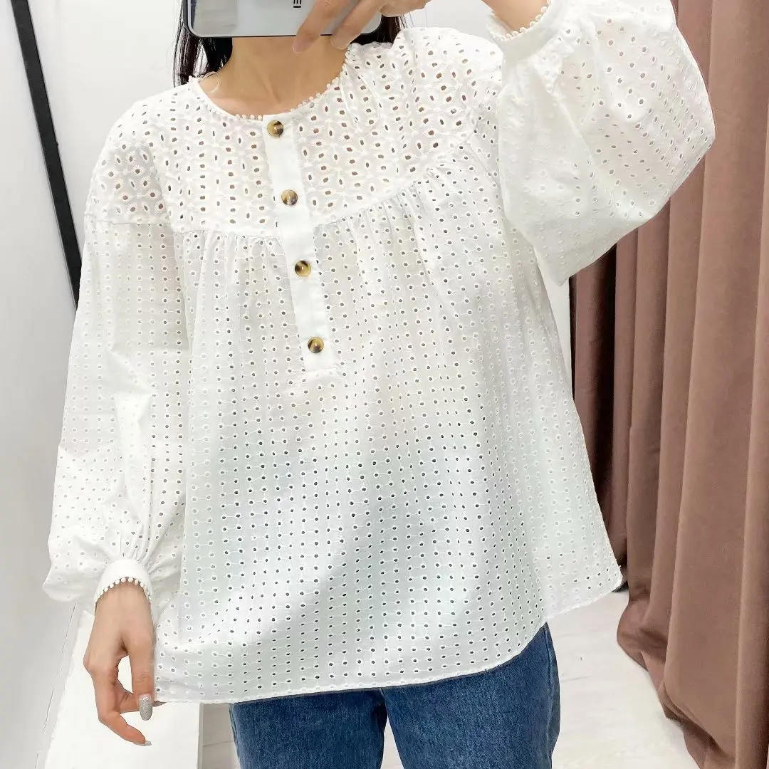 

Модные женские летние рубашки 2021 блузки женские с коротким рукавом кружевные сетчатые Лоскутные Свободные повседневные топы WB84