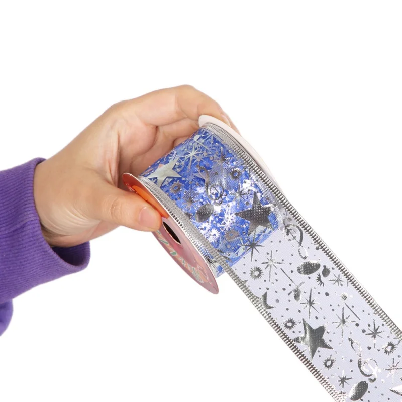 9 м горячее тиснение музыкальные ноты Рождественская лента с пятиконечной