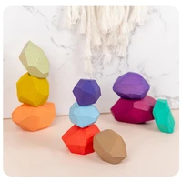 wooden stone rainbow toys baby stacking blocks montessori balance toys ins nordic style irregular shape games gift for kid