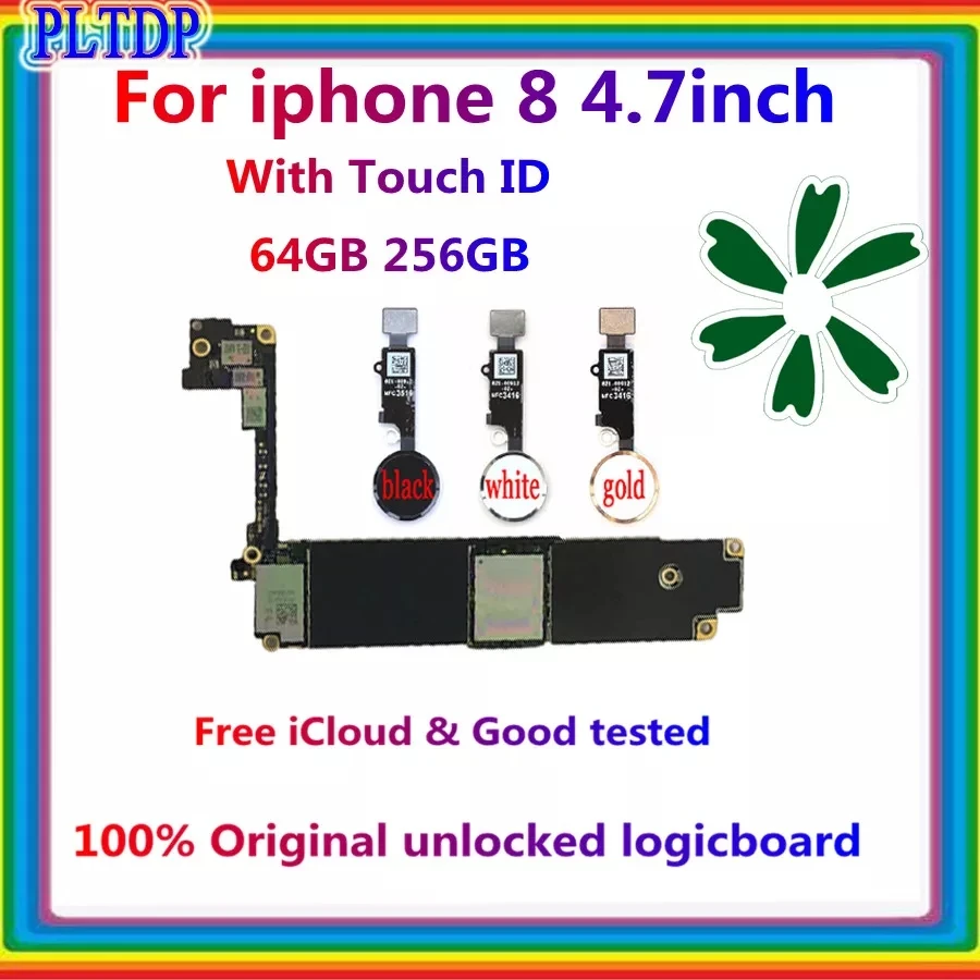 64GB 256GB For iPhone 8/8 Plus 8P Motherboard With/No Touch ID Original unlock Free iCloud & IOS system Logic Board 100% Tested enlarge