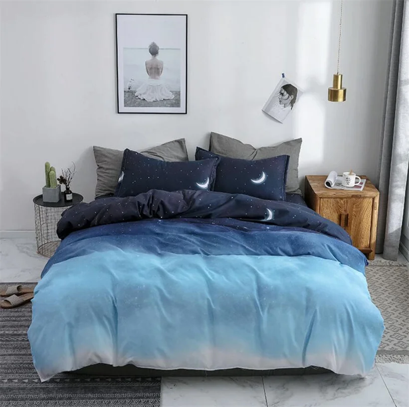 

Комплект постельного белья с изображением звездного неба, домашний текстиль для всей семьи, для спальни, наборы пододеяльников и льна, наво...