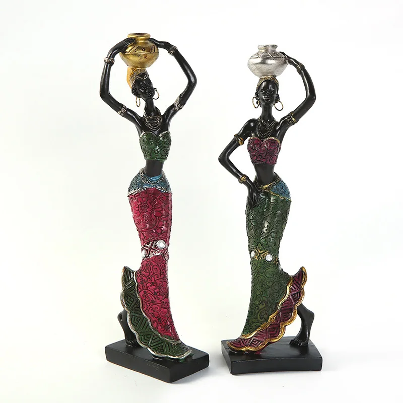

Living Room Decoration Accessories Porch Decor Figurines Black Women Sculpture & Statue Handmade Miniature Model Crafts Gifts