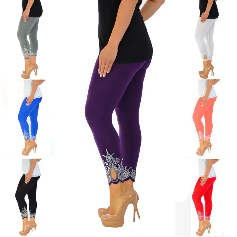 

Women Spring Summer Cotton Ninth Pants Pencil Hips Pants Female Slim Printed Cropped Trousers High Waist Sports Yoga Legging