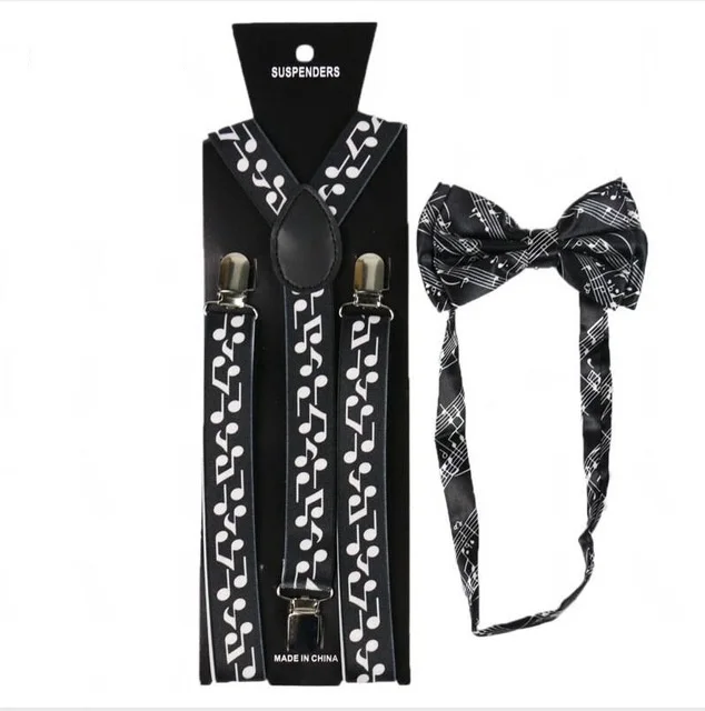 Модные мужские комплекты с галстуком бабочкой 1 дюйм черные белые музыкальные