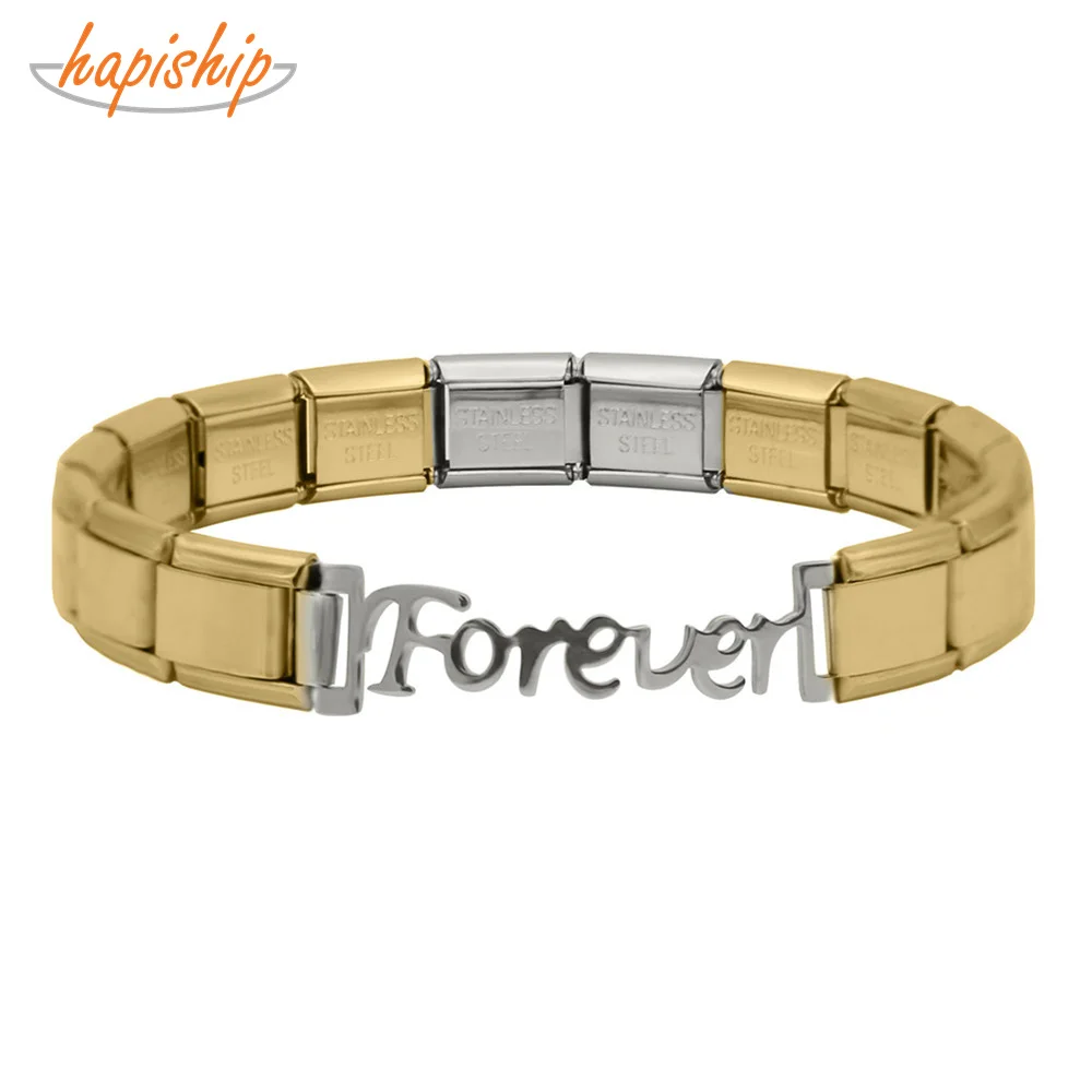 Женский браслет из нержавеющей стали Hapiship 7 цветов эластичный 9 мм с надписью Forever