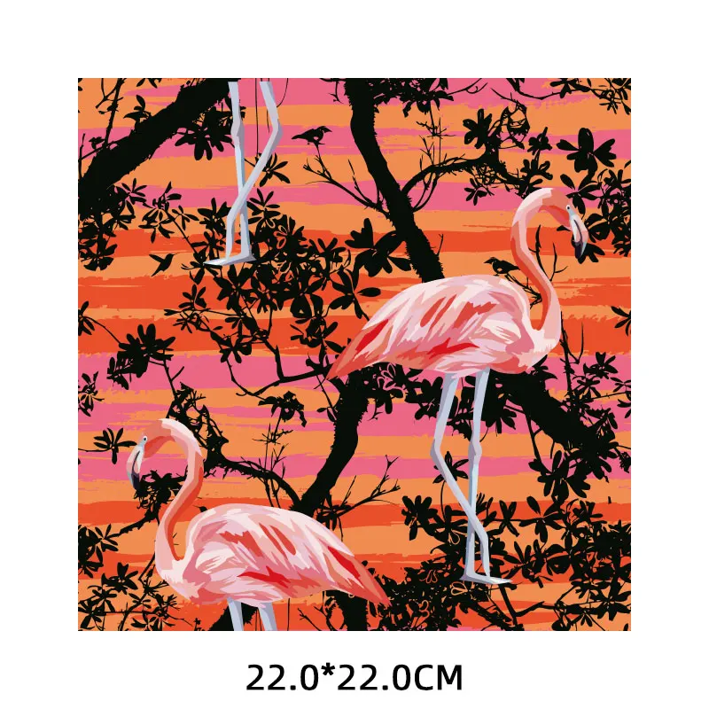 

New Flamingo Patch Badge Iron on Transfers for Clothing Thermoadhesive Tree Animal Patch Diy Thermal Stickers on Clothes Jackets