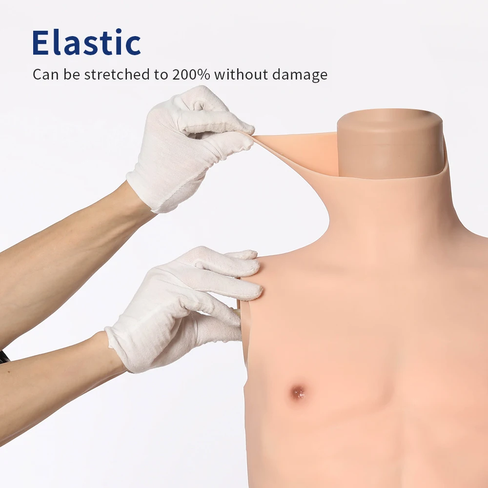

KUMIHO Crossdress High Collar Silicone Muscle Fake Chest FALSE Abs Artificial Muscle Suit for Men Macho Cosplay Costumes