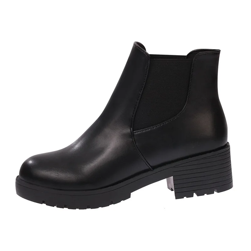 

2021 new Hot style Fashion women boots Round head thick bottom PU leather waterproof woman snow boots free shipping