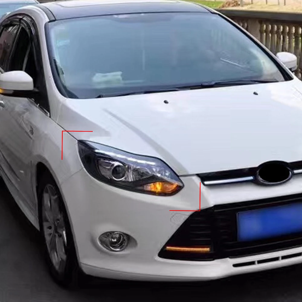 1Pair Car Styling for focus ST Style LED DRL H7 Hid Option Angel Eye Bi Xenon Beam for Ford Focus 3 LED Headlight 2012 2013