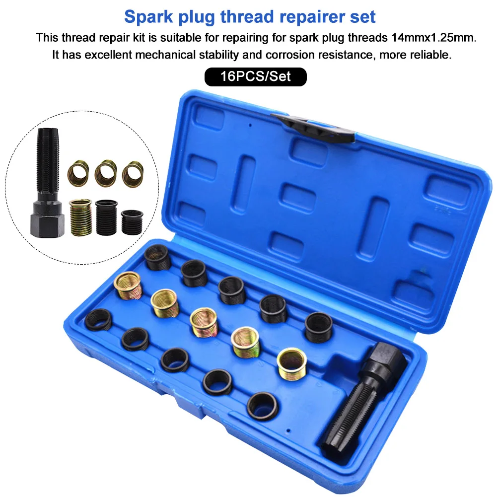 

16pcs/set For Spark Plug Practical Steel Vehicle Rethreading Professional Tool Auto Tap Restore Thread Repair Kit Car Maintance