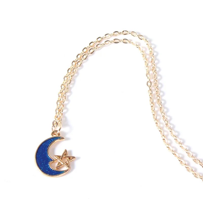 

Luokey Delicate Curved Moon Pendant Necklace Elegant Simple Fashion Gold Color Star Necklace For Women Statement Jewelry Collier