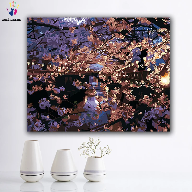 DIY картинки для раскраски по номерам с цветами цифровой пейзаж картина маслом