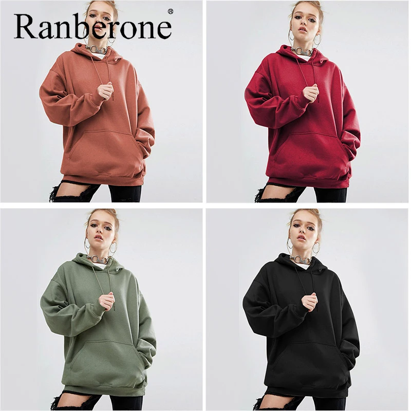 Women Fleece Hoodie Sweatshirts Winter Solid Color Oversize Ladies Pullovers Warm Pocket Hooded Jacket 2020 Tracksuit Wives