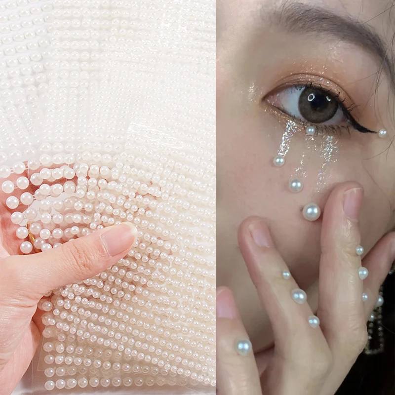 Глаза для лица белый макияж жемчужные наклейки временная татуировка фестиваль
