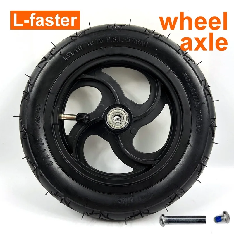 wheel with axle " пневматическое колесо с внутренней трубкой для самоката, размер колеса 8x1 1/4, ступица из алюминиевого сплава 32 мм, ширина надутого колеса - Цвет: wheel with axle
