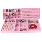 Розовый бархатный лоток для хранения ювелирных изделий, органайзер для колец, браслетов, держатель для сережек, органайзер для демонстрации ювелирных изделий