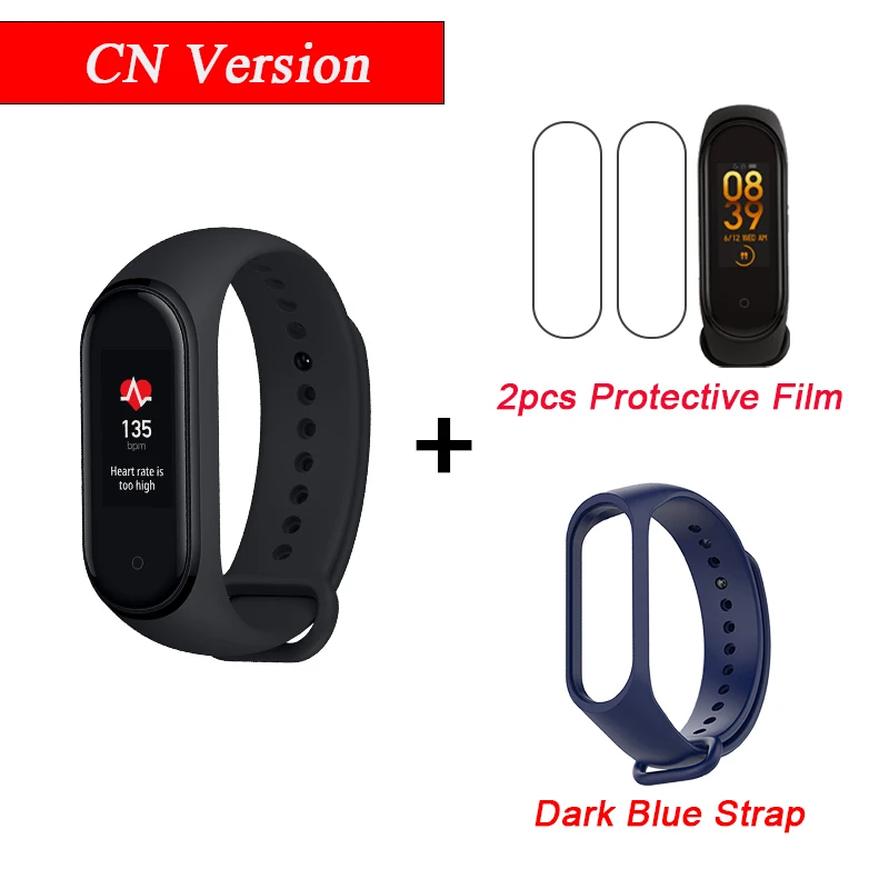 CN Add 2Film D Blue Xiaomi mi Band 4 Smart mi band 4 водонепроницаемый пульсометр фитнес 135 мАч Bluetooth 5,0 50 м цветной экран - Цвет: CN Add 2Film D Blue