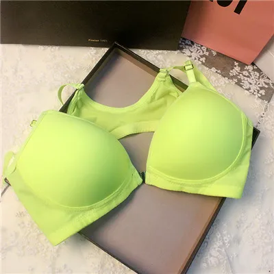 yellow green Yenlice, сексуальный женский бюстгальтер, супер собранный, пуш-ап, бюстгальтер, застежка спереди, бесшовная борцовка, беспроводной, пуш-ап, бюстгальтеры, топ для большинства женщин - Цвет: yellow green