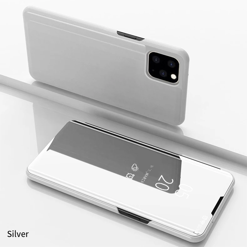 100 шт умный зеркальный чехол Clear View для iPhone 11 Pro Max XS XR X 8 7 6 6S Plus, кожаный флип-чехол с подставкой, защитный чехол