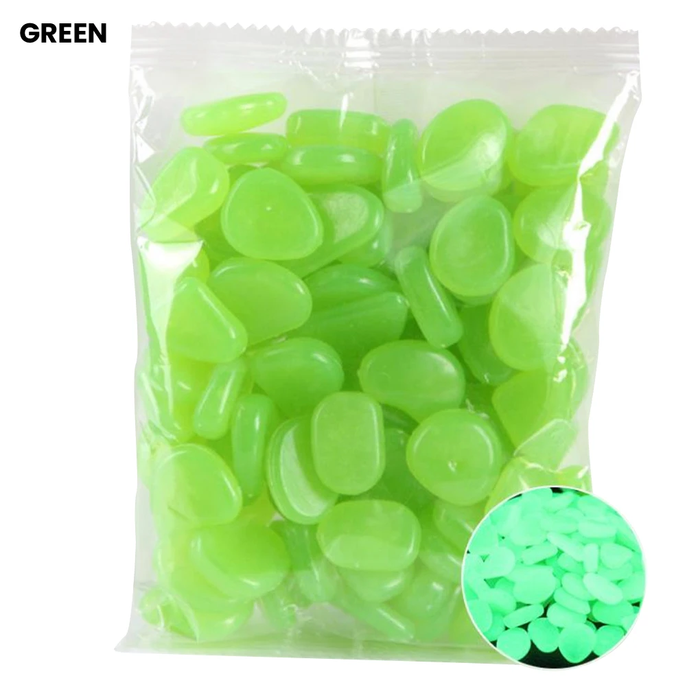 

100pcs Luminous Pebble Stones Glow in the Dark Garden Rocks Walkways Garden Path Patio Lawn Garden Yard Decor Aquarium Fish Tank
