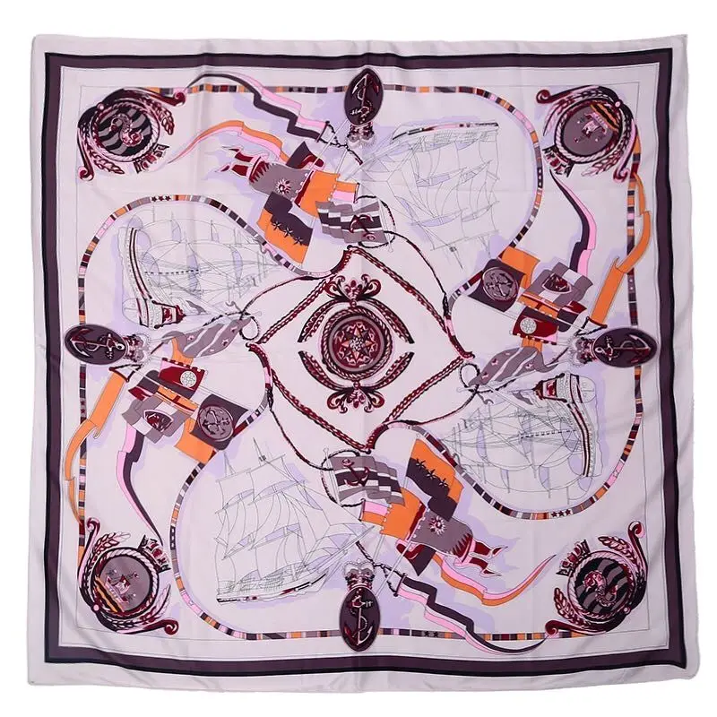 

130x130cm Square Silk Scarf Luxury Brand Women Bandana Floral Scarves Stoles Shawls For Women Scarves Square Satin Shawl Scarf