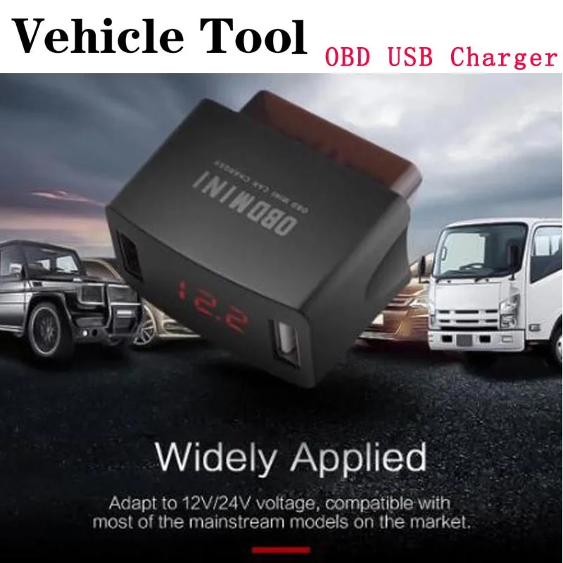 

Vehicle Mini Dual USB Car Charger Adapter OBD Universal Charger 12V 24V LED Voltage Display Car Charger Fast Charging Concealed