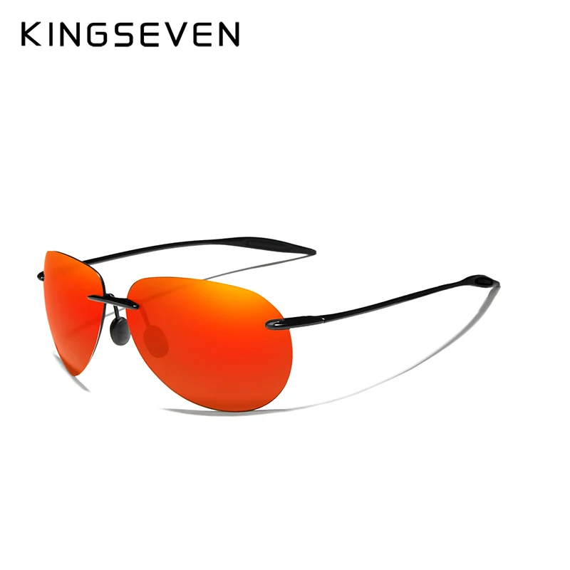 Mirror Red KINGSEVEN, ультралегкие солнцезащитные очки без оправы TR90, мужские солнцезащитные очки высокого качества без оправы для женщин, Oculos Feminino - Цвет линз: Mirror Red
